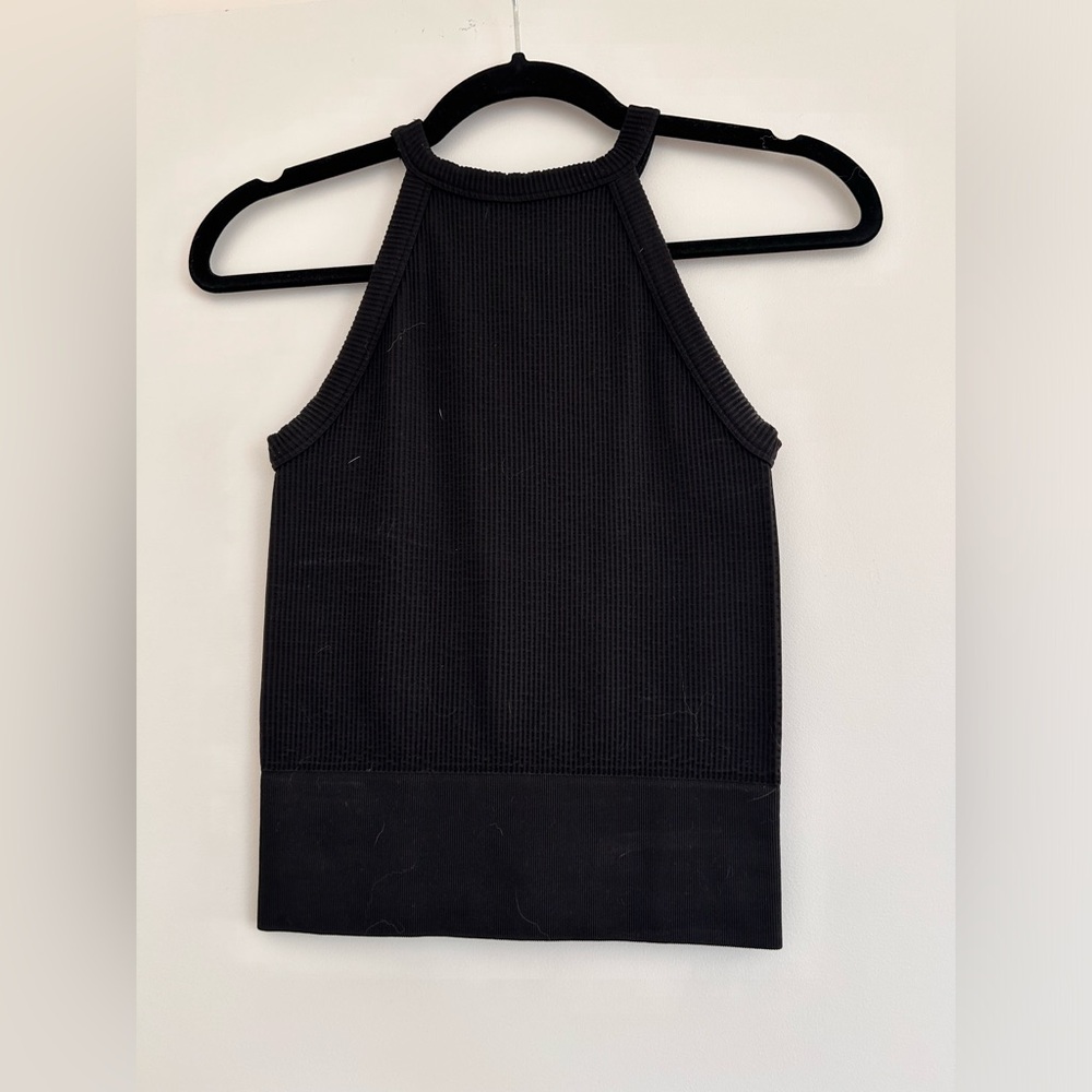 Black Free People Intimately Ribbed High-Neck Crop Top - Size S
